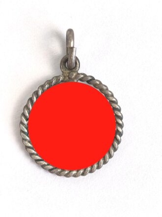 N.S. Sympathieabzeichen, silberner Anhänger mit auf der Spitze stehendem Hakenkreuz, Rückseitig Klebstoffreste, Durchmesser 12mm