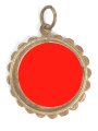 N.S. Sympathieabzeichen, Messingfarbener  Anhänger mit auf der Spitze stehendem Hakenkreuz, mittig ein roter Kunststein, Rückseitig Klebstoffreste, Durchmesser 33mm