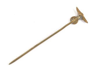 NSDAP Hoheitsabzeichen, Flügelspannweite 11mm, an langer Nadel, versilberung fehlt