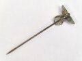 NSDAP Hoheitsabzeichen, Flügelspannweite 15mm, an langer Nadel, Rückseitig Klebstoffreste