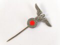 NSDAP Hoheitsabzeichen, Flügelspannweite 25mm, an langer Nadel, Rückseitig Klebstoffreste