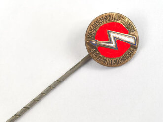 Kameradschaftliche Vereinigung AEG, Mitgliedsabzeichen , Durchmesser 12mm, Rückseitig Klebstoffreste. Emaillierter Blitz auf Sonnenrad