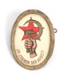 Sympatisantenabzeichen der Kommunistische Partei Deutschlands " Im Zeichen der Arbeit" Höhe 31mm
