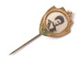 Sympatisantenabzeichen der Sozialdemokratischen Partei Deutschlands SPD.  Rosa Luxemburg, Höhe 21mm, Rückseitig Klebstoffreste