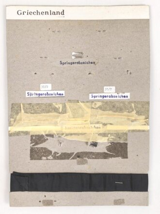 Griechenland, Sammlung Abzeichen Springerabzeichen Marine, auf Karton getackert