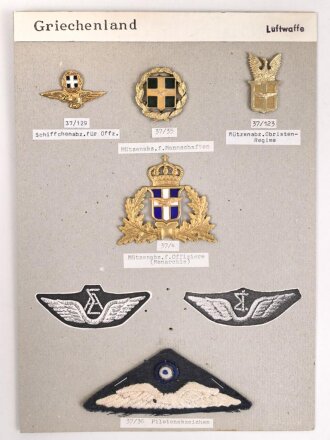 Griechenland, Sammlung Abzeichen Luftwaffe, auf Karton...