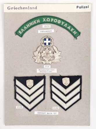 Griechenland, Sammlung Abzeichen Polizei, auf Karton...