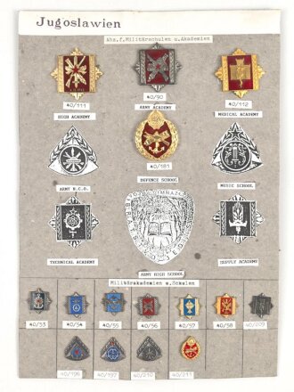 Jugoslawien, Sammlung Abzeichen Militärschulen und...