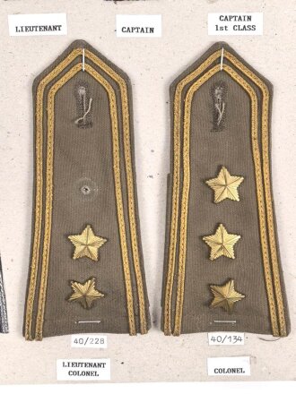 Jugoslawien, Sammlung Schulterklappen und Dienstgradabzeichen, auf Karton getackert