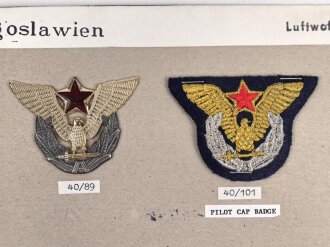 Jugoslawien, Sammlung Abzeichen Luftwaffe, auf Karton...