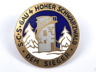 Emailliertes Abzeichen " S.C.S. Gau 4 Hoher Schwarzwald, Dem Sieger" Durchmesser 24mm