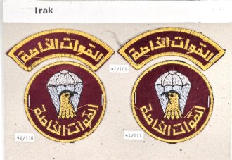 Irak, Sammlung Abzeichen Fallschirmtruppe, auf Karton...
