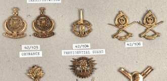 Irak, Sammlung Waffengattungsabzeichen, auf Karton befestigt