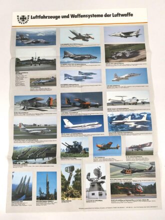Bundeswehr,  Plakat "Luftfahrzeuge und Waffensysteme der Luftwaffe", Maße: 59 x 84 cm