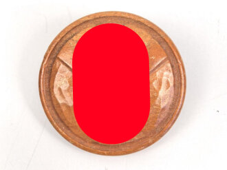 Brosche aus Holz mit Rune ( wie Feldscherabzeichen ) Durchmesser 47mm, Verschluss hält nicht zu