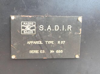 Luftwaffe UKW Empfänger S.A.D.I.R. Appareil Type R87, Serie C . Französische Fertigung für die Luftwaffe um den Mangel an UKW Empfängern zu beseitigen da der Empfänger E53 "Ulm" noch nicht fertiggestellt war. Funktion nicht geprüft, selten