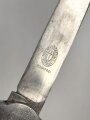 Fallschirmjäger Kappmesser 1.Modell. Hersteller Paul Weyersberg Solingen. Seltenes Stück mit beidseitig eingeritzten Abzeichen und Trägernamen.