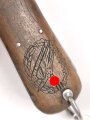 Fallschirmjäger Kappmesser 1.Modell. Hersteller Paul Weyersberg Solingen. Seltenes Stück mit beidseitig eingeritzten Abzeichen und Trägernamen.