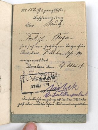 Militärpaß eines Musketier, Diensteintritt am 15.10.1905 bei Infanterie Regiment Nr. 22