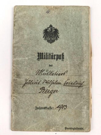 Militärpaß eines Musketier, Diensteintritt am 15.10.1905 bei Infanterie Regiment Nr. 22