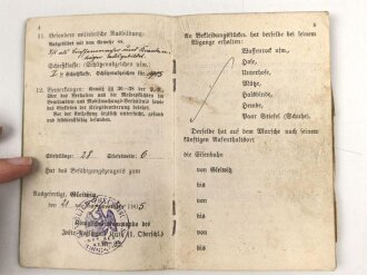 Militärpaß eines Musketier, Diensteintritt am 15.10.1905 bei Infanterie Regiment Nr. 22