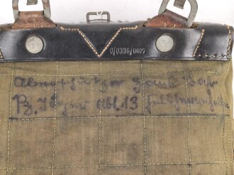 Tornister Wehrmacht eines Angehörigen Panzer Jäger Abteilung 13. Getragenes Stück mit Reichsbetriebsnummer