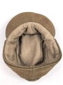 Reichsarbeitsdienst, Feldmütze für Mannschaften. Maschinenvernähtes Emblem, getragenes, leicht angeschmutztes Stück mit leichten Mottenschäden