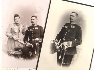 Zwei Hartkartonfotos eines sächsischen Soldaten,...