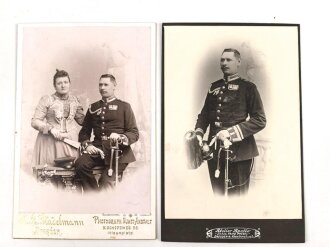 Zwei Hartkartonfotos eines sächsischen Soldaten,...