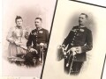 Zwei Hartkartonfotos eines sächsischen Soldaten, beide 10,5 x 16cm