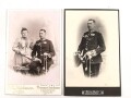 Zwei Hartkartonfotos eines sächsischen Soldaten, beide 10,5 x 16cm
