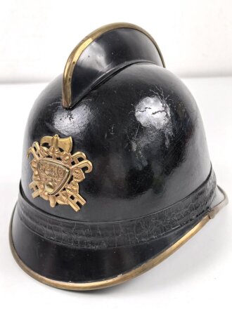 Tschechoslowakei,  Feuerwehr Lederhelm in sehr gutem Zustand