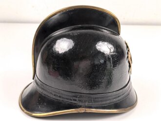 Tschechoslowakei,  Feuerwehr Lederhelm in sehr gutem Zustand