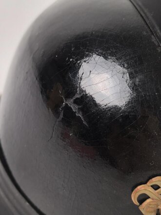 Tschechoslowakei,  Feuerwehr Lederhelm in sehr gutem Zustand