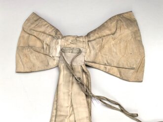 Österreich, zweiteiliges Fahnenband anlässlich des 40 jährigen Gründungsfest mit Fahnenweihe 1910. Militärverein Steyregg. Gesamtlänge etwa 170cm