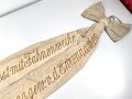 Österreich, zweiteiliges Fahnenband anlässlich des 40 jährigen Gründungsfest mit Fahnenweihe 1910. Militärverein Steyregg. Gesamtlänge etwa 170cm