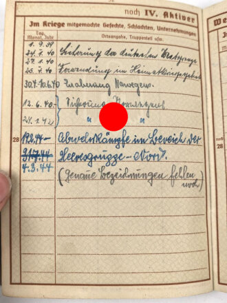 Wehrpaß Heer, eingestellt am 1.10.1934 bei Kommando der Schutzpolizei Düsseldorf