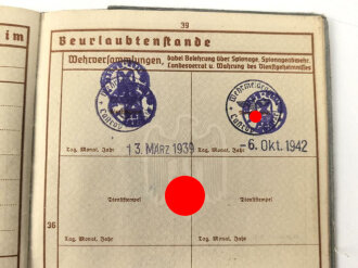 Wehrpaß Heer, eingestellt am 1.10.1934 bei Kommando der Schutzpolizei Düsseldorf