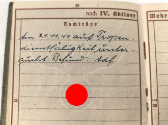 Wehrpaß Zweitschrift Heer, eingestellt am 27.8.1939 bei 2. Komp. Bau Batl.111 Breslau