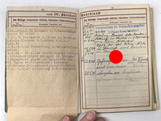 Wehrpaß Zweitschrift Heer, eingestellt am 27.8.1939 bei 2. Komp. Bau Batl.111 Breslau