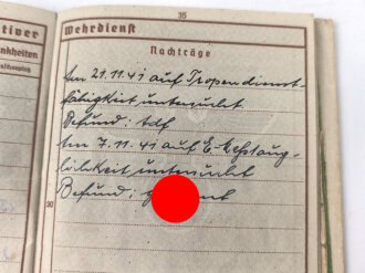 Wehrpaß Zweitschrift Heer, eingestellt am 27.8.1939 bei 2. Komp. Bau Batl.111 Breslau