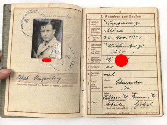 Wehrpaß Zweitschrift Heer, eingestellt am 27.8.1939 bei 2. Komp. Bau Batl.111 Breslau