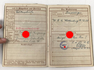 Wehrpaß Zweitschrift Heer, eingestellt am 27.8.1939 bei 2. Komp. Bau Batl.111 Breslau