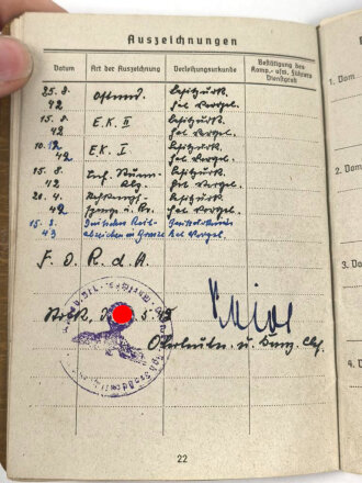 Soldbuch Zweitschrift,  Heer, ausgestellt 18.5.1945