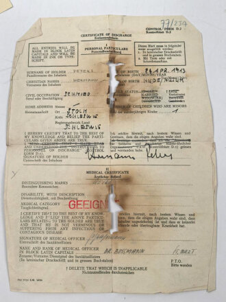 Soldbuch Zweitschrift,  Heer, ausgestellt 18.5.1945