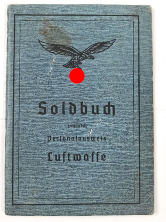 Soldbuch Luftwaffe,  ausgestellt 4.9.1944 bei Flak Ersatz Abteilung 45 Rottweil / Neckar.
