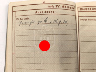 Wehrpaß Heer, eingestellt 12.Januar 1940 bei 4./ J.E.B. 75 Theresienstadt