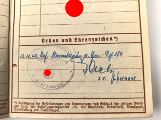 Wehrpaß Heer, eingestellt 12.Januar 1940 bei 4./ J.E.B. 75 Theresienstadt