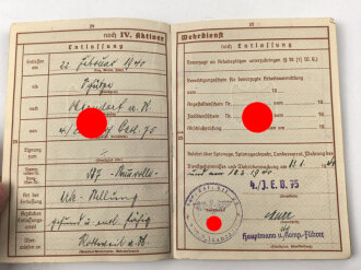 Wehrpaß Heer, eingestellt 12.Januar 1940 bei 4./ J.E.B. 75 Theresienstadt