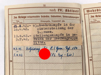 Wehrpaß Heer, eingestellt 12.Januar 1940 bei 4./ J.E.B. 75 Theresienstadt